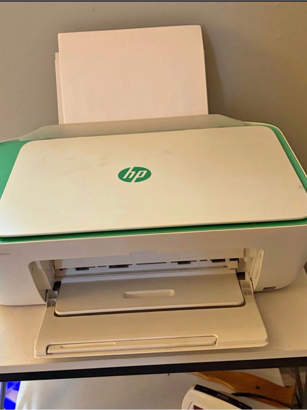 HP White and Green Compact All-in-One Printer